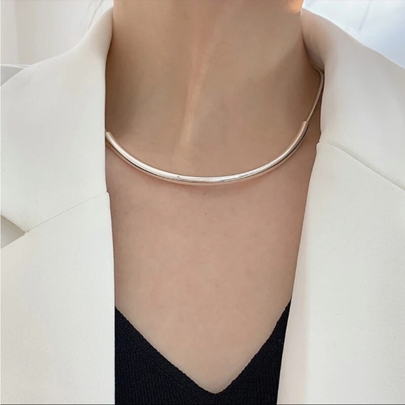 925 Sterling Silver Tube Clavicle Chain Choker Necklace For Women - Picture 2 of 8